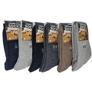 Men Lamb Wool Crew Socks Size 10-13, Chevron Knit Pattern. Warm Winter, 6 Pack